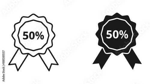 Fifty percent sale badge icon set