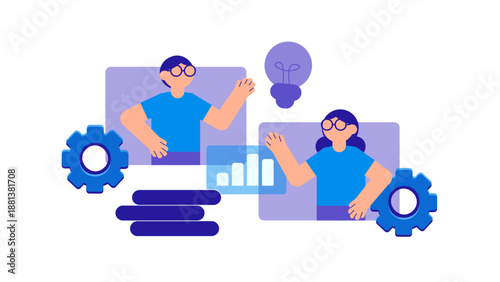 Collaborative team brainstorming and developing creative business solutions and innovative concepts