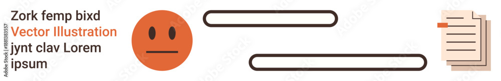 Fototapeta premium Communication, data entry, online forms, document processing, user interfaces, digital content creation. Neutral emotion with text bars and a document icon. Communication and data entry concepts