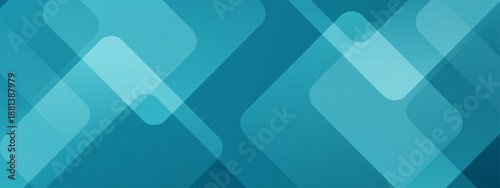 Minimalist cyan background with overlapping rounded transparent rectangles and soft geometric layers