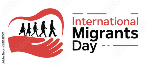 International Migrants Day Logo with Silhouettes on Hand Vector on a White Background