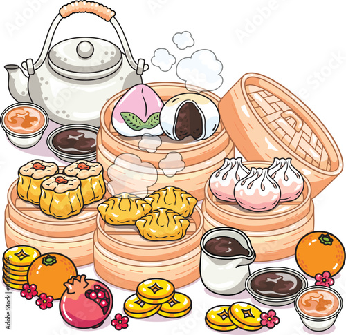 Colorful Collection of Traditional Chinese Dim Sum
