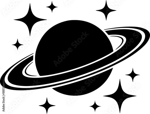 Vintage saturn with sparkle silhouette vector illustration