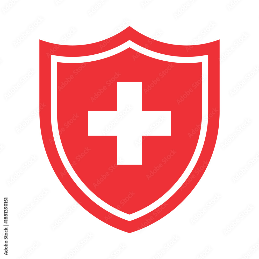 Obraz premium Medical Shield, Health Protection Icon Set, Health Care Sign Symbol Icon. 
