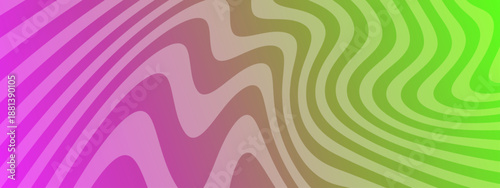 Abstract background featuring a transition of wavy lines from purple to lime green