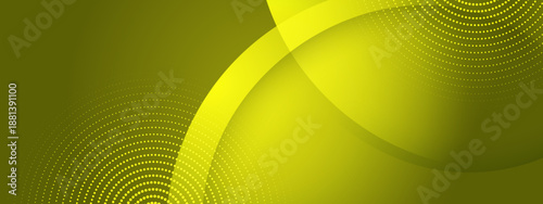 Bright yellow and lime green abstract background with halftone dot textures and sweeping curves
