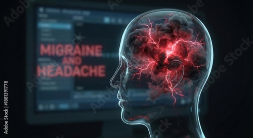 Wallpaper Mural Human head visualizing migraine headache brain pain Torontodigital.ca