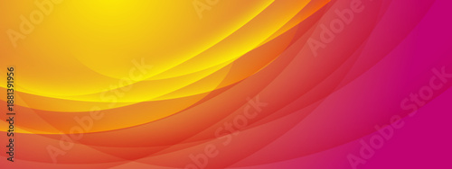 Abstract composition with flowing curved lines and smooth gradients transitioning from bright yellow to deep magenta creating a warm and energetic atmosphere