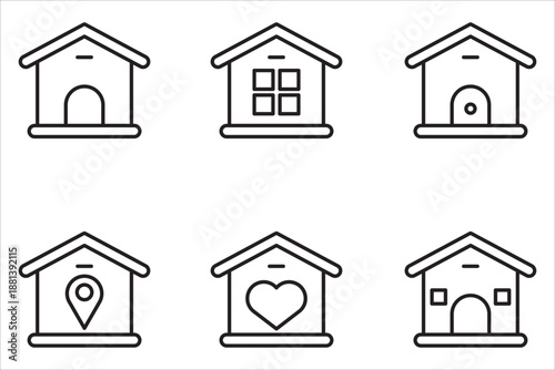 House icon set collection. House symbols. House vector icons. Black house symbol collection. White background.