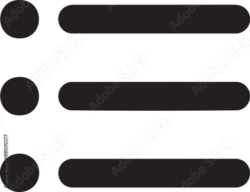 Menu Icon – Black Minimal Hamburger and List Navigation Symbol