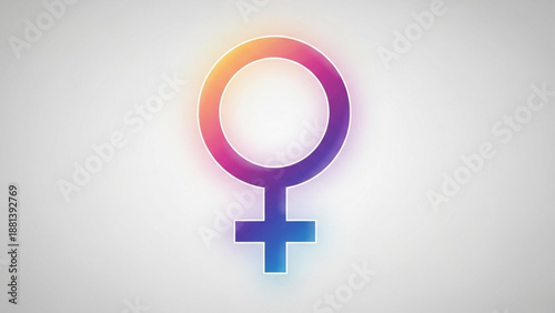 Female gender symbol with a colorful gradient representing womanhood and feminism isolated on a clean background