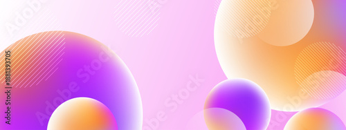 Warm orange and deep purple 3D spheres with soft shadows and decorative line patterns for a modern aesthetic