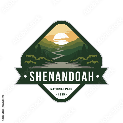 Shenandoah National Park logo badge emblem illustration