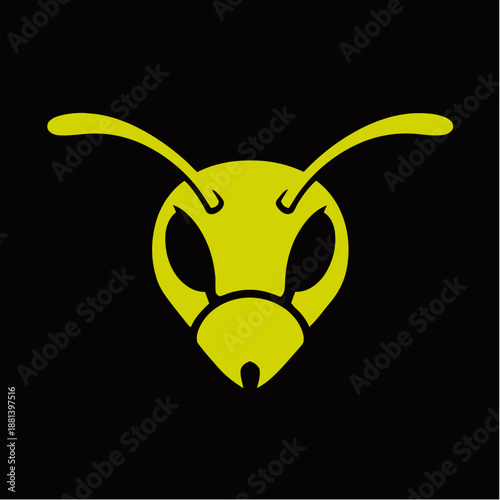 A stylized yellow wasp head logo against a black background, featuring prominent antennae and large eyes.