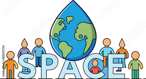 Children celebrating space and water