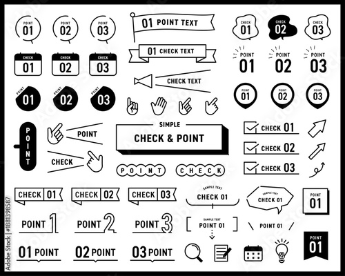Decorative Number and Design Elements Set in Simple Line Style Vector