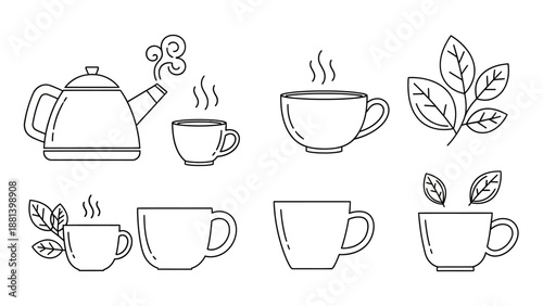 Minimal line art coffee cup and beverage illustration representing café culture, relaxation, and daily routine. Ideal for coffee shops, menus, packaging, branding, posters, blogs, and lifestyle conten
