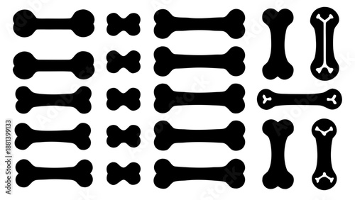 Professional Dog Bone Set Isolated on White Background