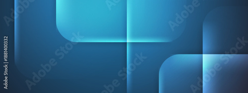 Smooth blue geometric background with translucent layered glass squares and soft light effects
