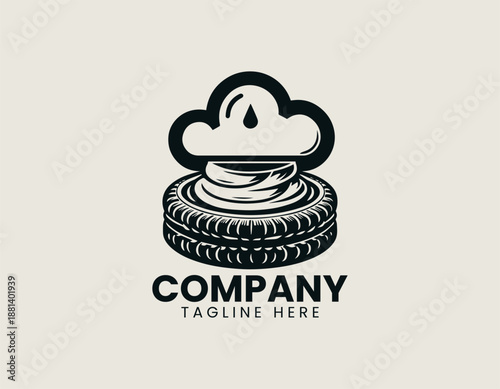 Dessert Michelin Cloud Black Vector Logo Illustration