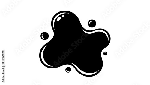 Black liquid droplet on white background