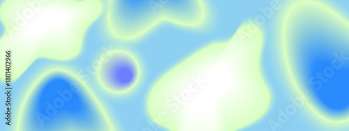 Soft blue and lime green fluid shapes blending in a bright composition