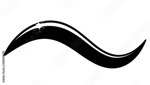 Black curved line with shining effect on white background