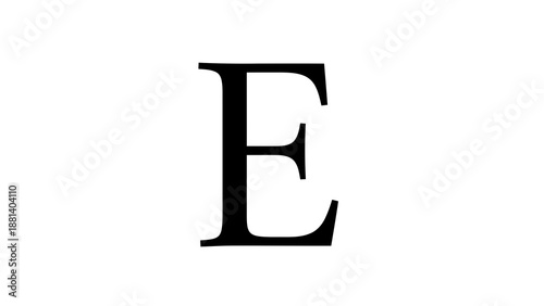 Capital letter e in black color on white background