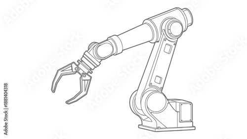 Industrial robot arm illustration on white background