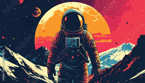 Astronaut in Space Suit on Alien Planet.