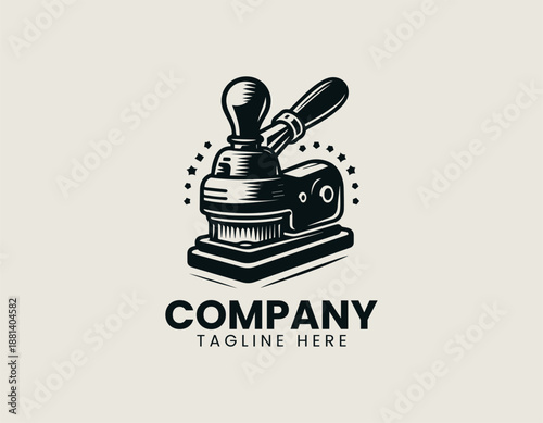 tamping machine black vector logo illustration
