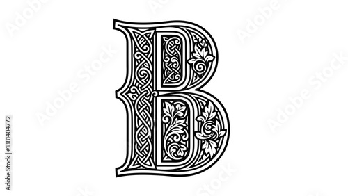 Ornate letter b with floral and celtic patterns
