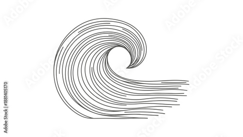 Simple line art wave illustration on white background