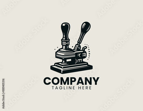 tamping machine black vector logo illustration