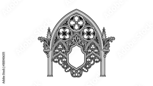 Ornate gothic style architectural element with floral motif