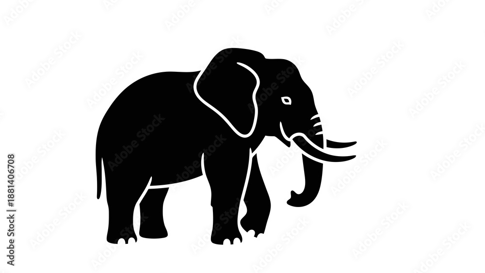 Obraz premium Simple black elephant silhouette on white background