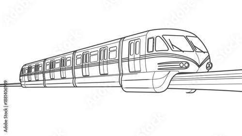 Modern train traveling on railway track