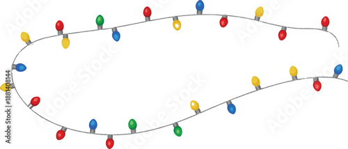 Colorful string lights illustration with festive holiday bulbs for decoration, celebration, party, and seasonal design use