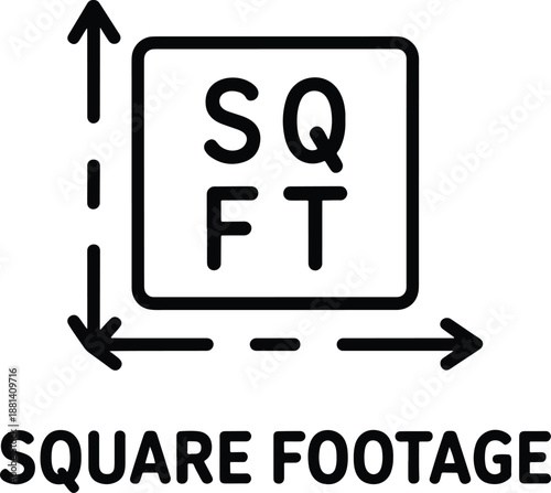 Square Footage Outline Icon Measurement Area