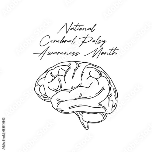 line art of National Cerebral Palsy Awareness Month good for National Cerebral Palsy Awareness Month celebrate. line art.
