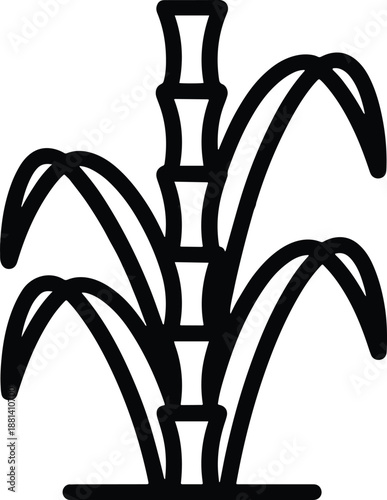 Sugar cane stalk with leaves icon