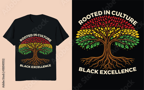 Black History Month Tree Of Life With Roots Pan African Colors And Rooted In Culture Quote Vector Design