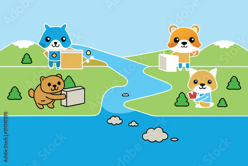 Animals enjoying nature