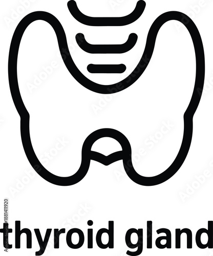 Thyroid Gland Icon Outline Black and White