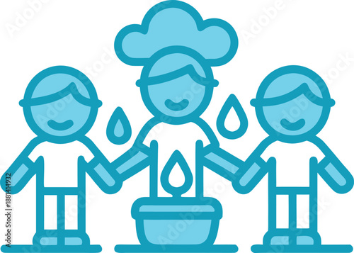 Children gathering around a candle