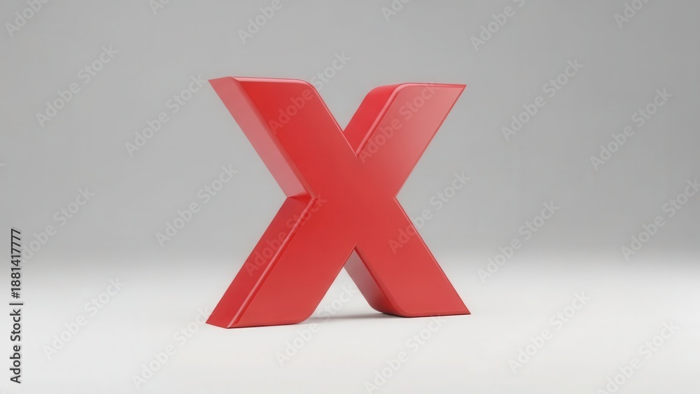 Obraz premium Red 3D Capital Letter X on White Background