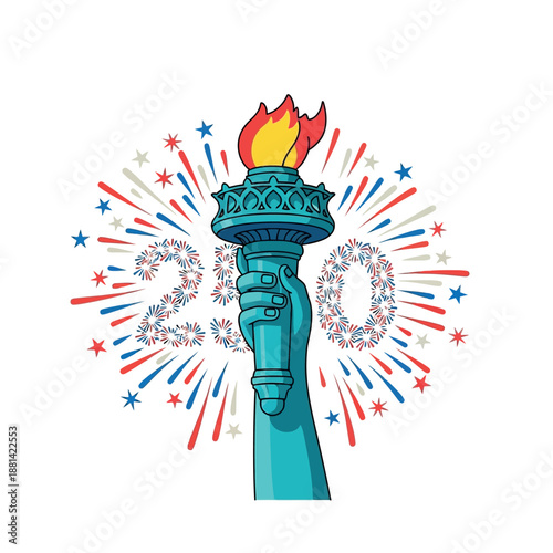 The Statue of Liberty's torch ignites a celebration of 2020 with patriotic fireworks and festive elements