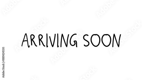 arriving soon typing animation on white background video