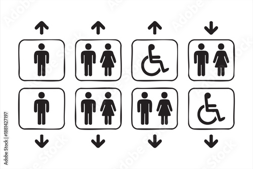 Elevator Wayfinding Icons for Inclusive Building Navigation and Signage