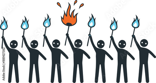 Group of people holding torches